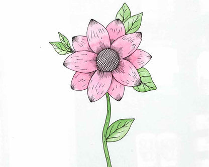 Framed hand painting:Pink Floral Pops: 4/4
