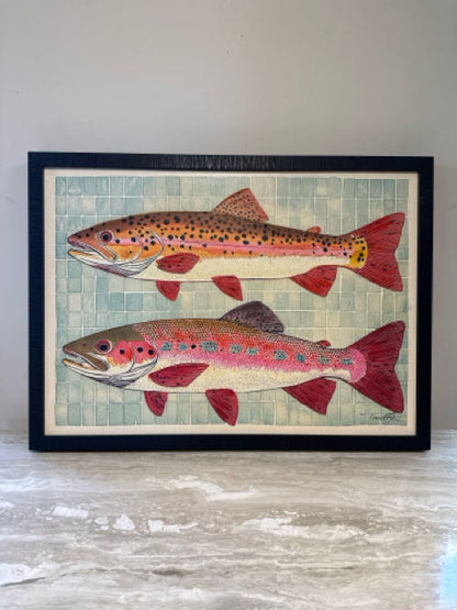 Framed Pair of Fish Painting