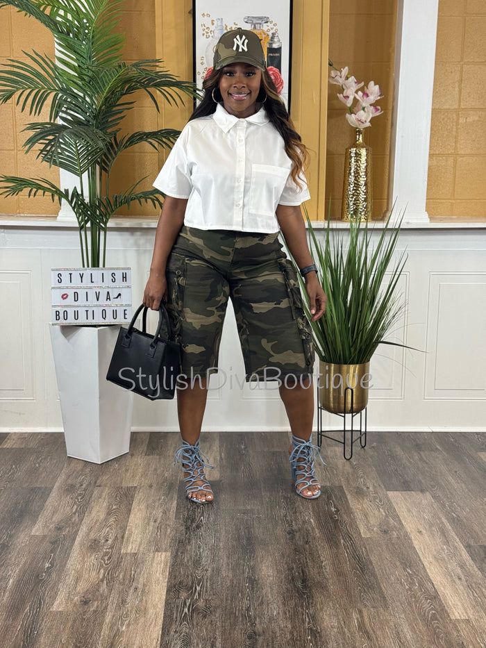 Fresh Start Cropped S/S Shirt (White)