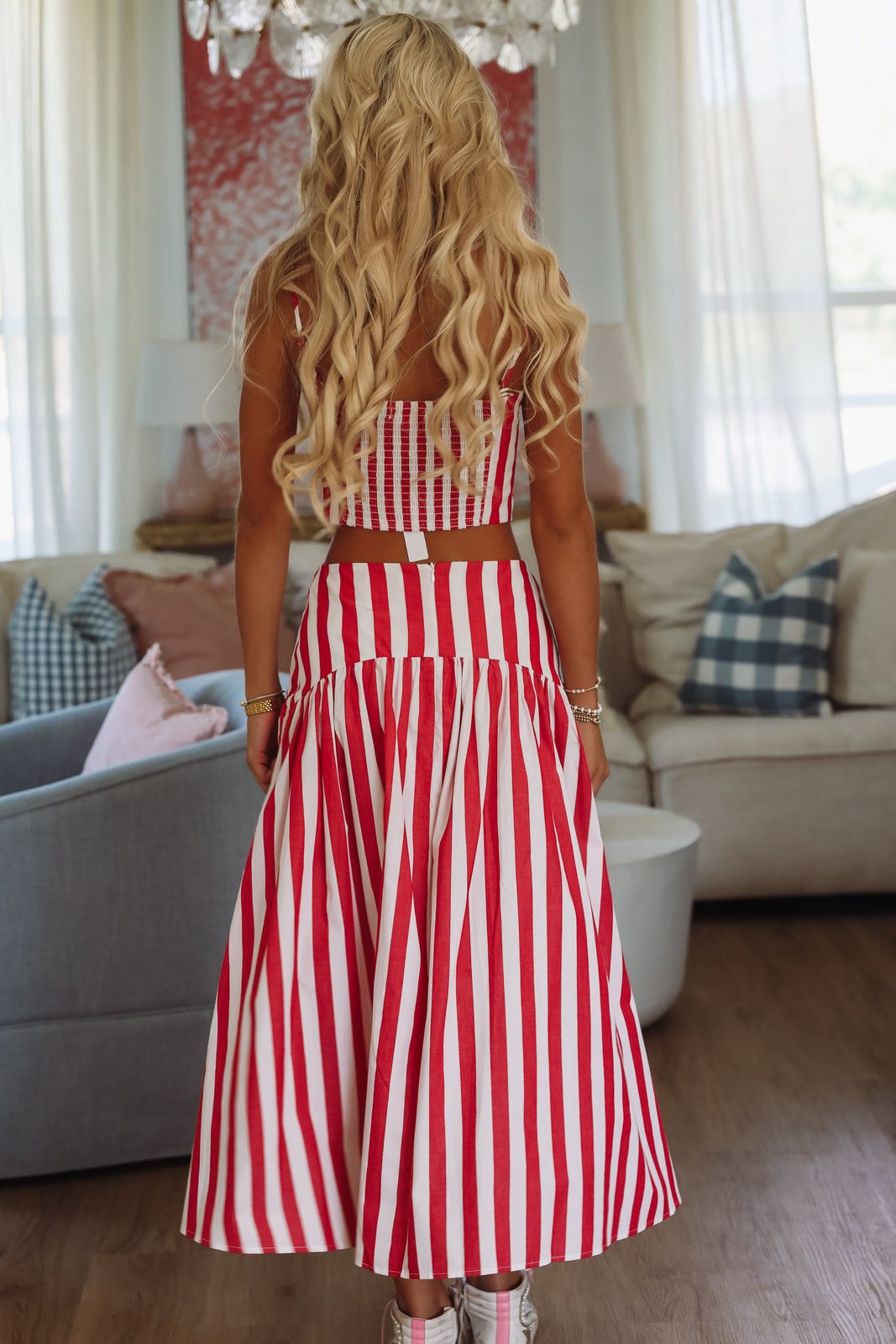 Stadium Stripes Crop Top - Red and White