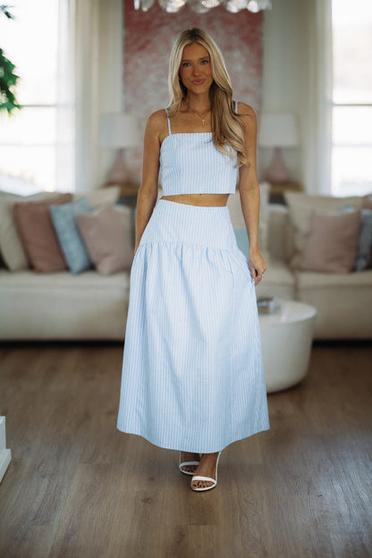 Next Level Maxi Skirt - Light Blue and White