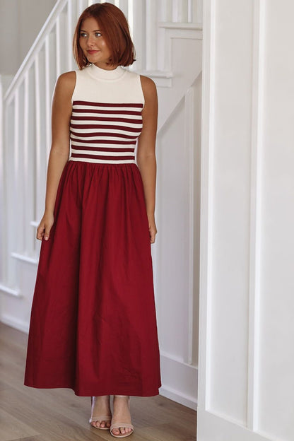 Admiring Classic Midi Dress - Burgundy