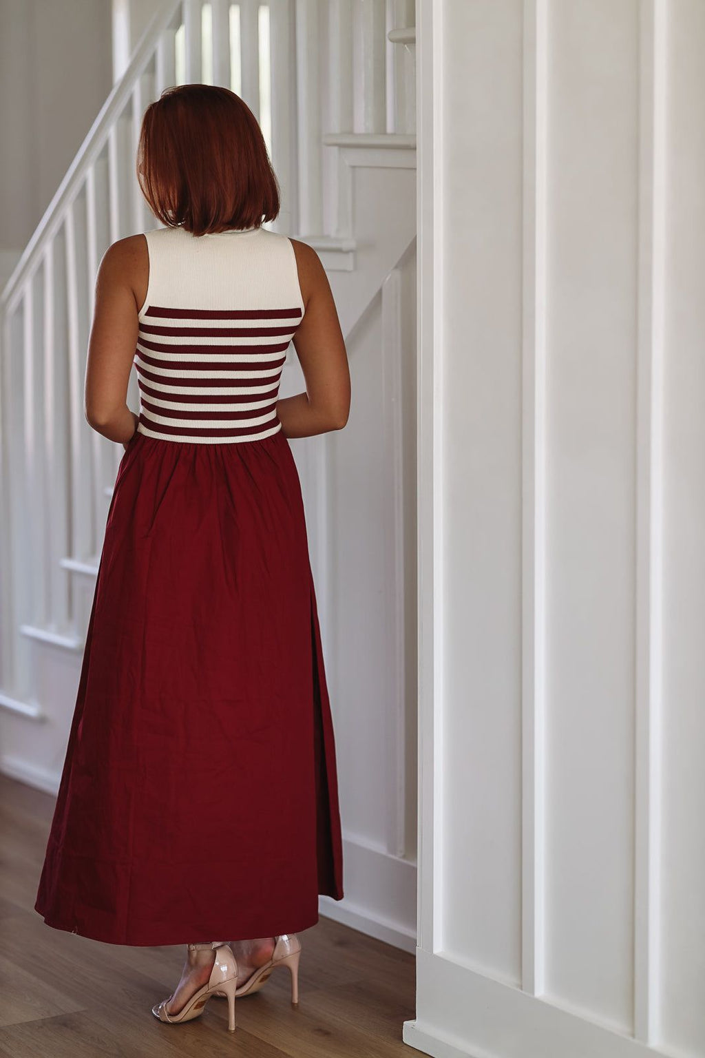 Admiring Classic Midi Dress - Burgundy