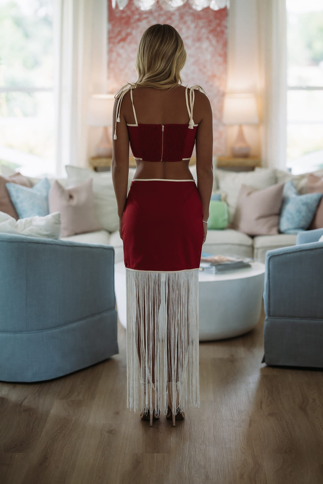 Fourth Quarter Flirt Top and Skirt Set - Crimson Red