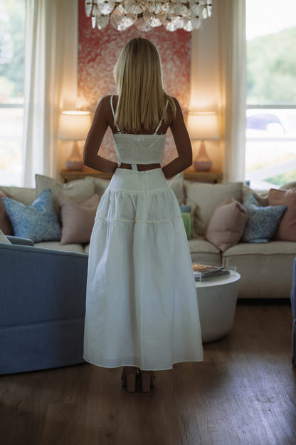 Marina Muse Crop Top and Maxi Skirt Set - White
