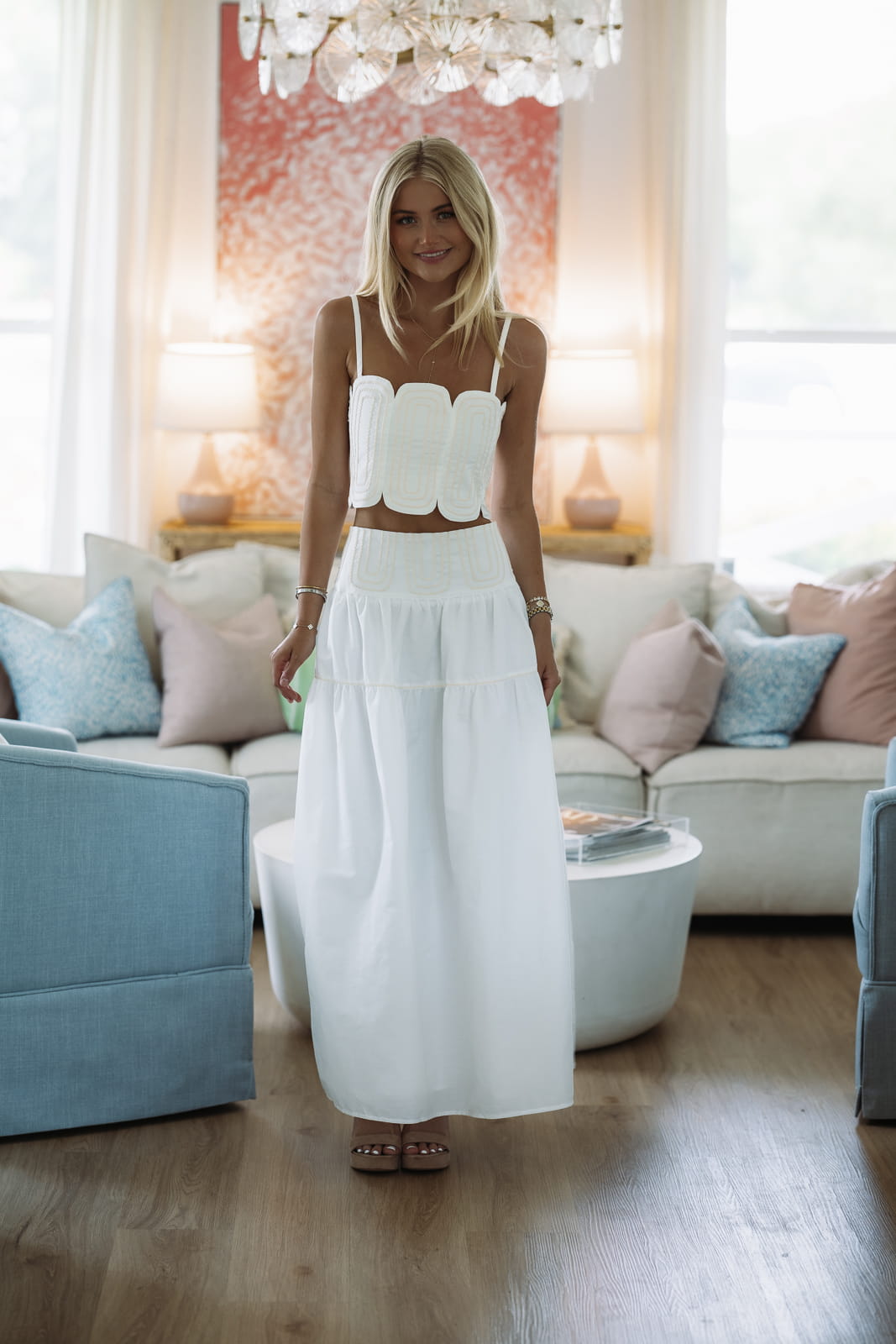 Marina Muse Crop Top and Maxi Skirt Set - White