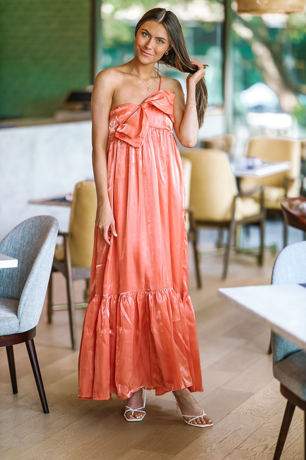 Dance Floor Bound Maxi Dress - Dark Peach