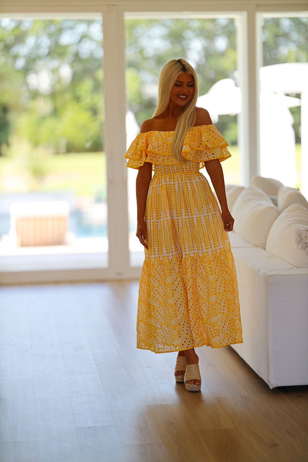 Dayflower Maxi Dress - Yellow and White