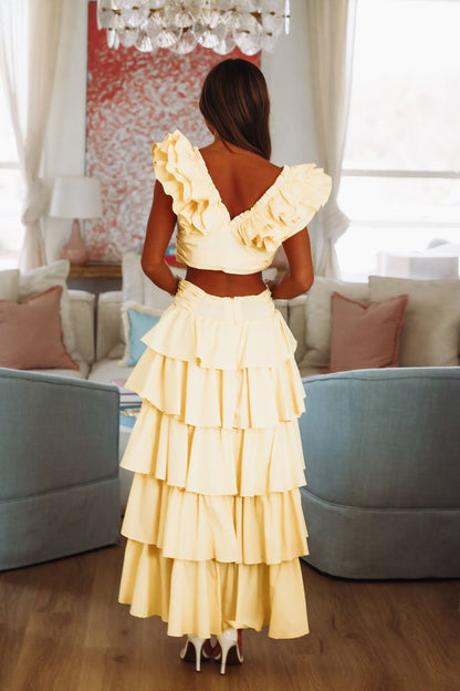 Lemon Zest Ruffled Crop Top - Yellow
