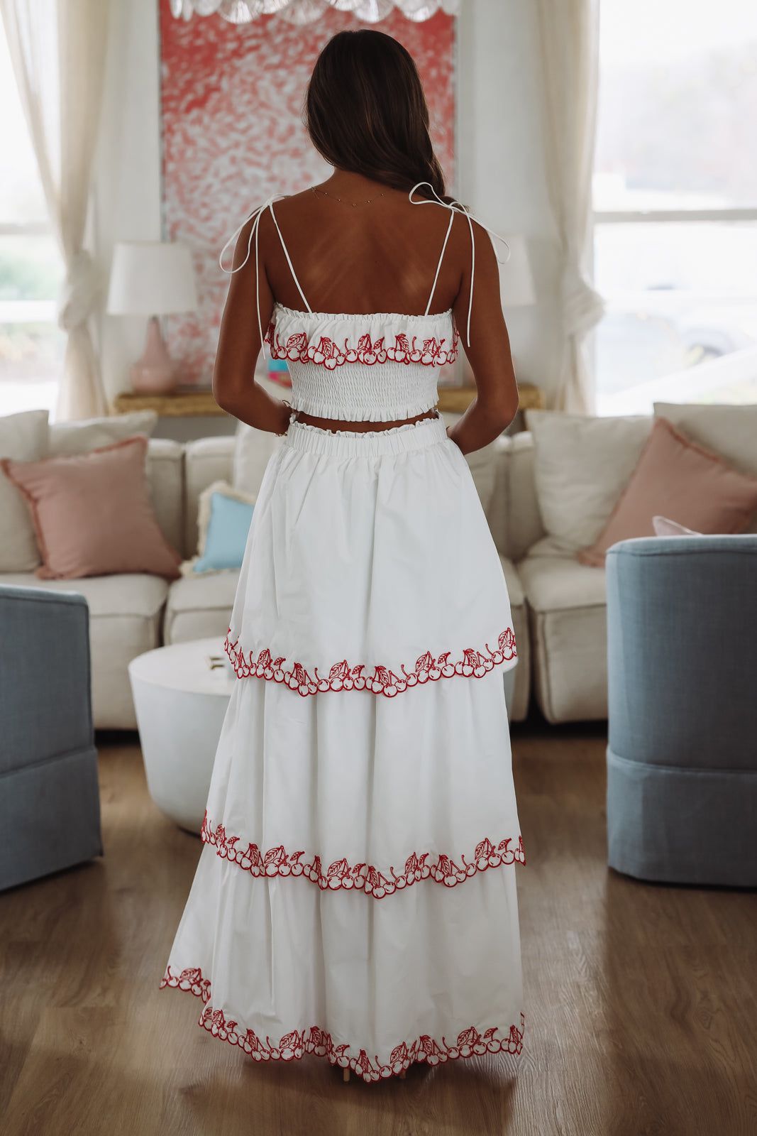 Love You Cherry Much Maxi Skirt- White