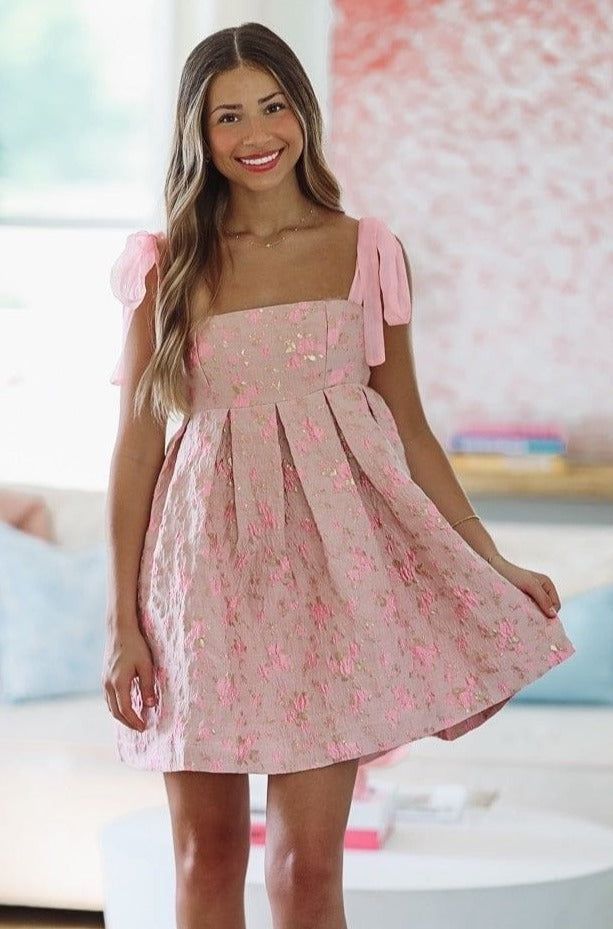 One Step Ahead Floral Mini Dress - Pink