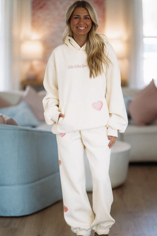 Take What You Need Jogger Sweatpants by Happy Camper - Cream