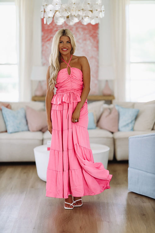 Whisk Me Away Maxi Gown Dress - Pink