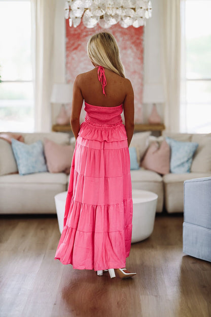 Whisk Me Away Maxi Gown Dress - Pink