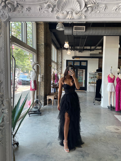 Heavenly Mesh Maxi Gown (Black) [PRE-ORDER]
