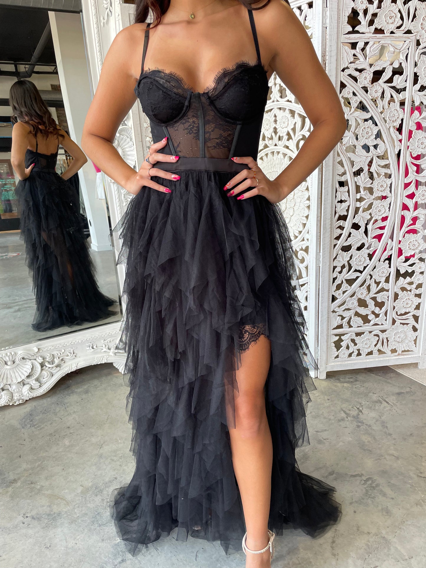 Heavenly Mesh Maxi Gown (Black) [PRE-ORDER]