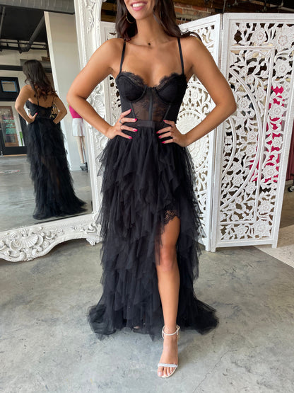 Heavenly Mesh Maxi Gown (Black) [PRE-ORDER]