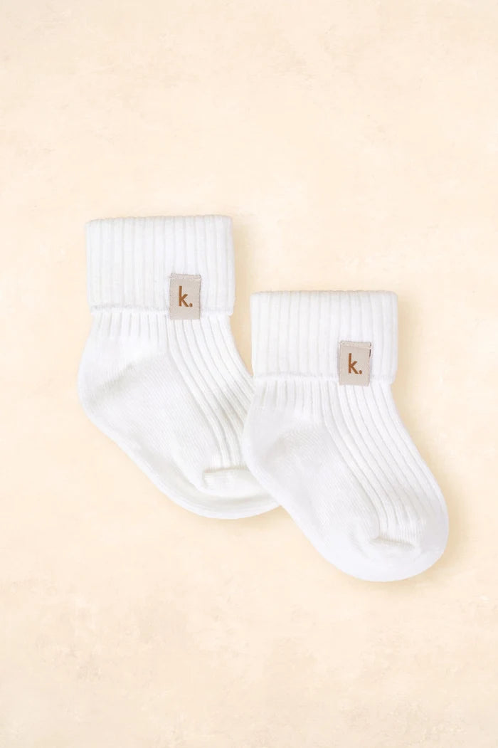 Kiin Cotton Ribbed Baby Socks - Ivory