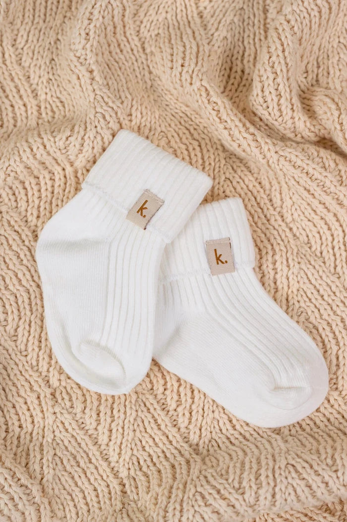 Kiin Cotton Ribbed Baby Socks - Ivory