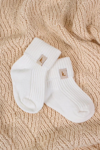 Kiin Cotton Ribbed Baby Socks - Ivory