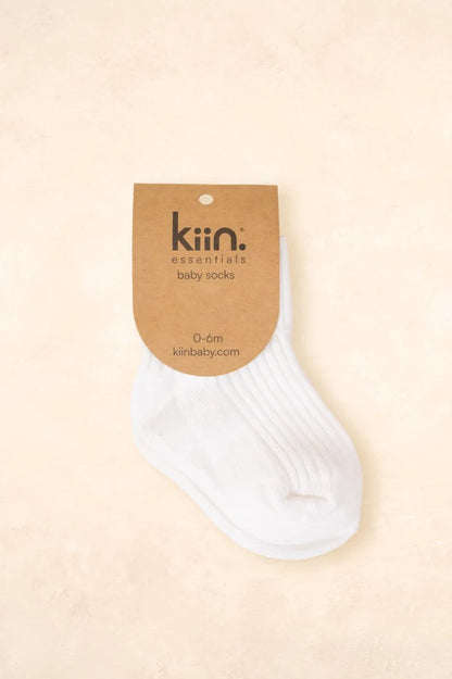 Kiin Cotton Ribbed Baby Socks - Ivory