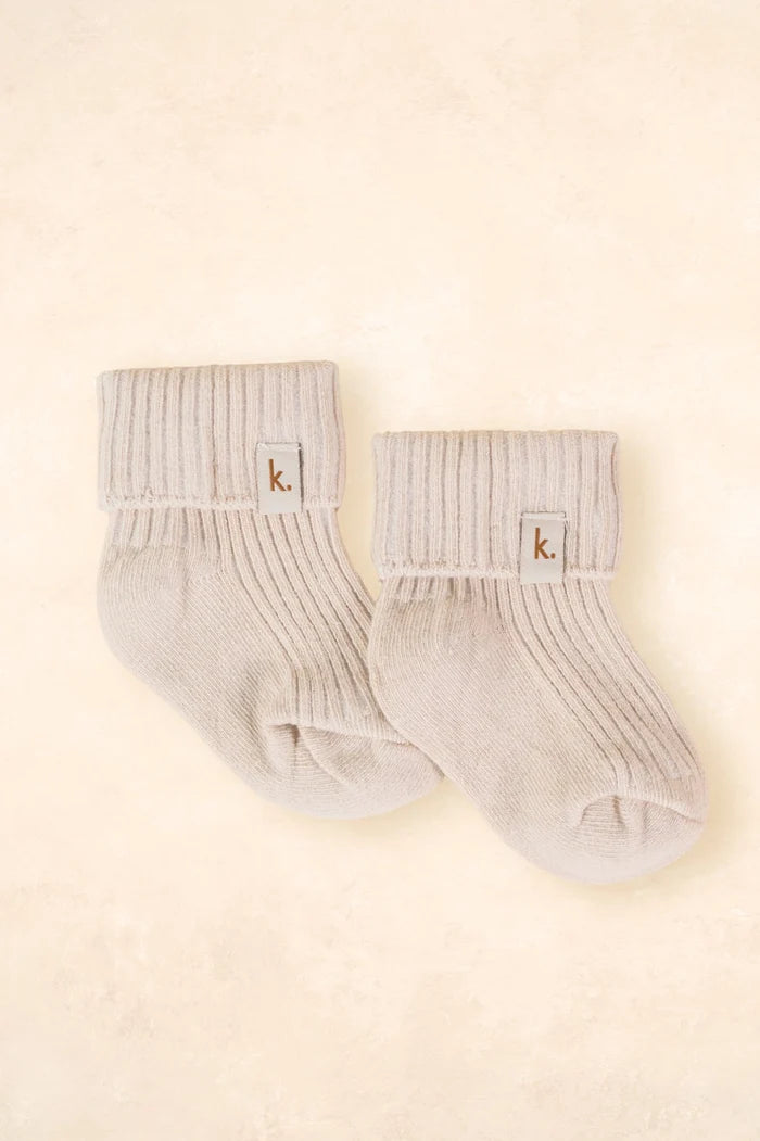 Kiin Cotton Ribbed Baby Socks - Oat