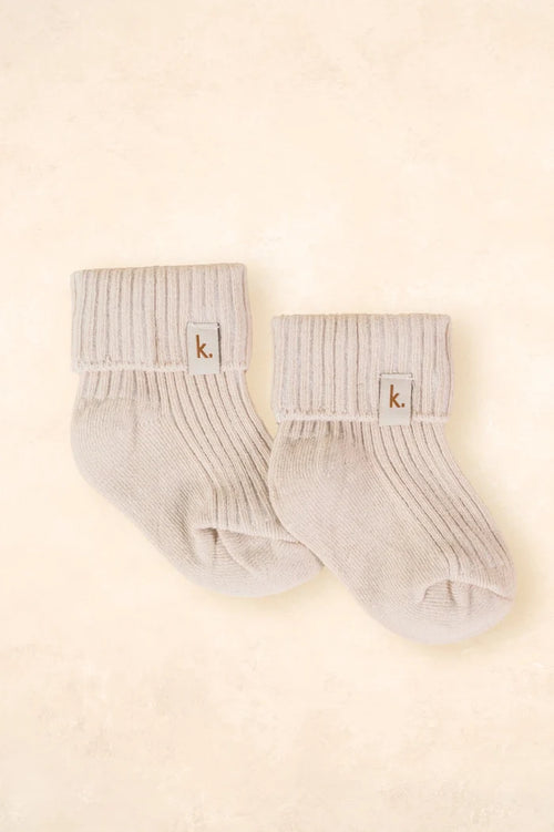 Kiin Cotton Ribbed Baby Socks - Oat