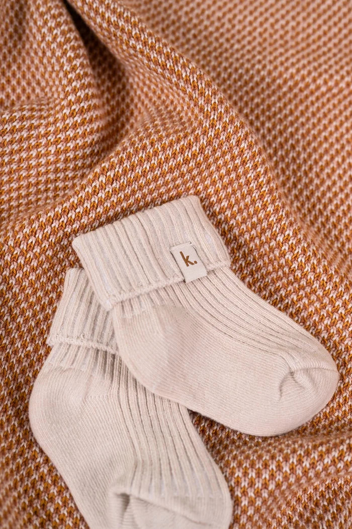 Kiin Cotton Ribbed Baby Socks - Oat