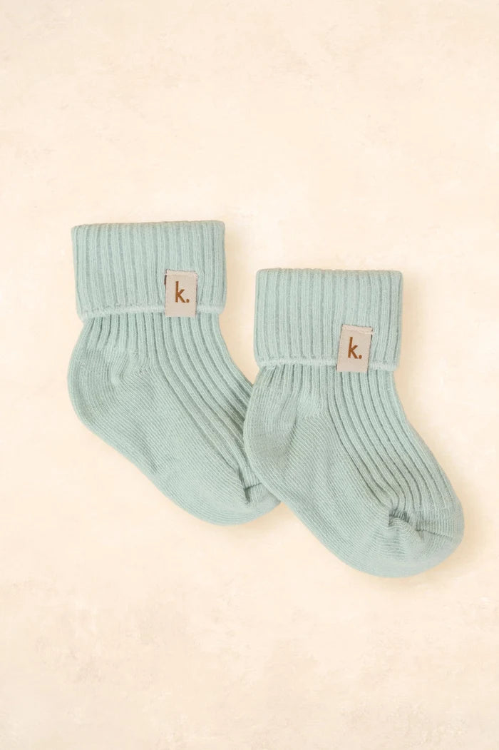 Kiin Cotton Ribbed Baby Socks - Sage