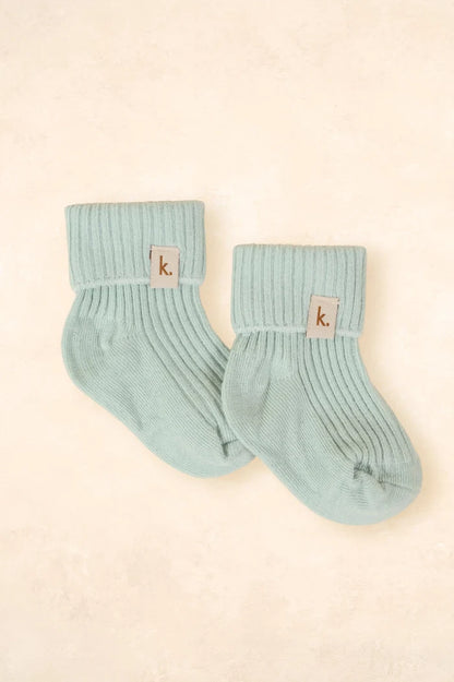 Kiin Cotton Ribbed Baby Socks - Sage