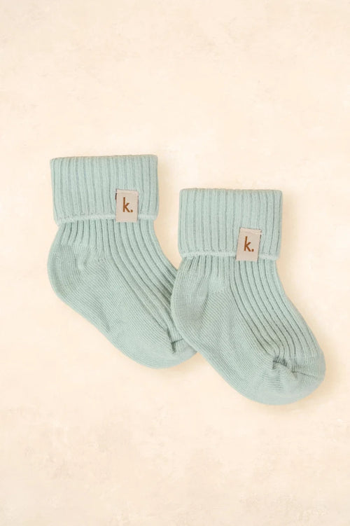 Kiin Cotton Ribbed Baby Socks - Sage