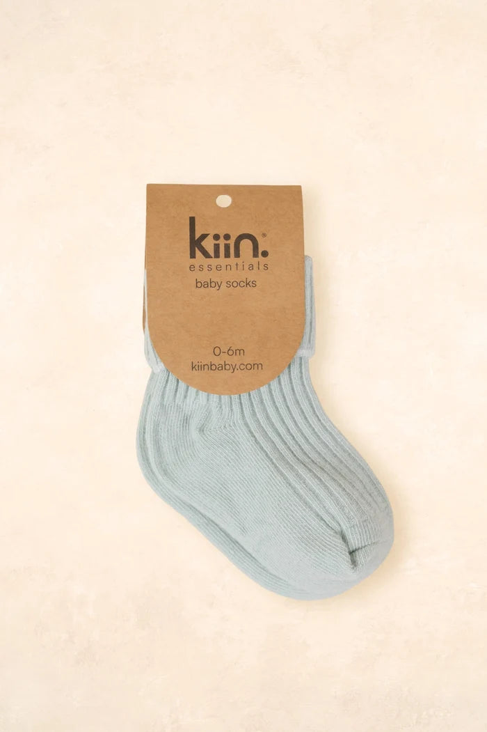 Kiin Cotton Ribbed Baby Socks - Sage