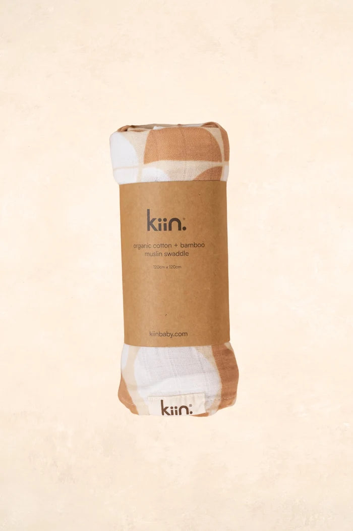 Kiin Organic Bamboo Cotton Muslin Swaddle -  Pebble