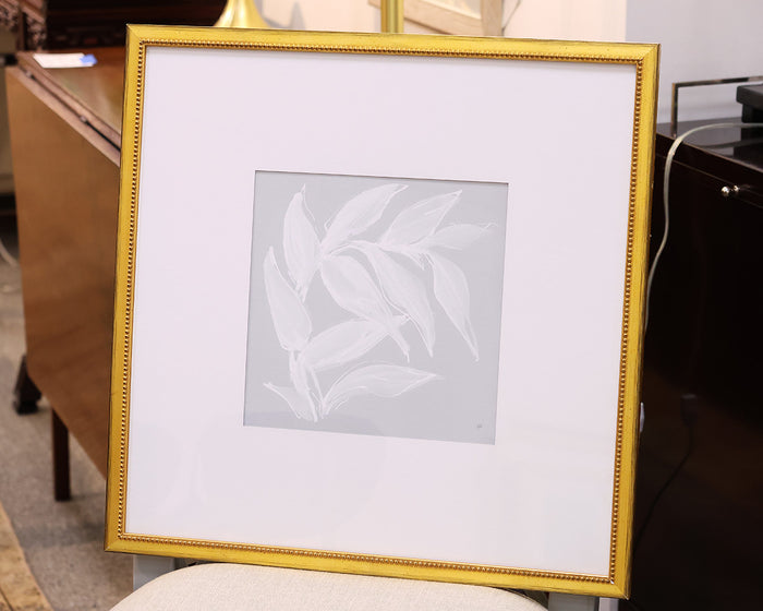 "Leaf Study IV" Matted Print in Beaded Gold Frame
