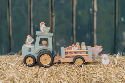 Little Farm Wooden Tractor with Trailer (DAMAGED PACKAGING)