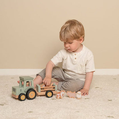 Little Farm Wooden Tractor with Trailer (DAMAGED PACKAGING)