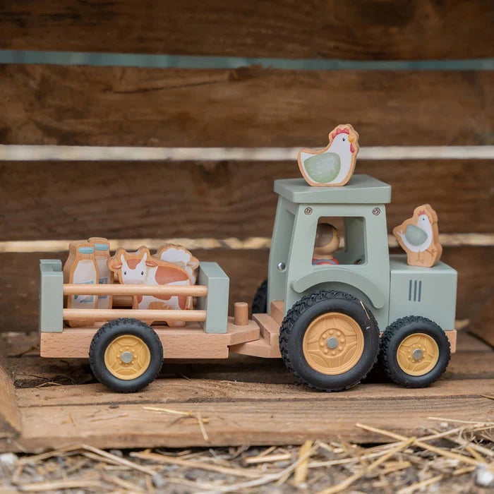 Little Farm Wooden Tractor with Trailer (DAMAGED PACKAGING)