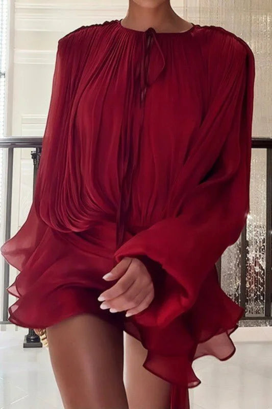Lumière Drape Luxe Shorts Set - Wine