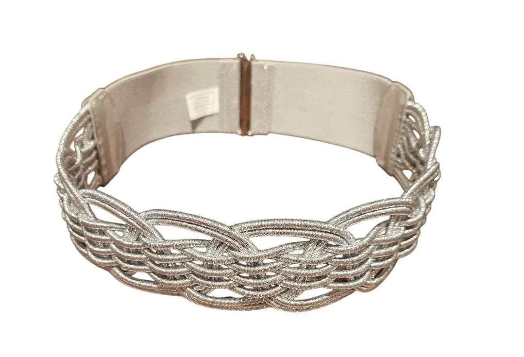 Luna Wave Elastic Waist Belt in Silver