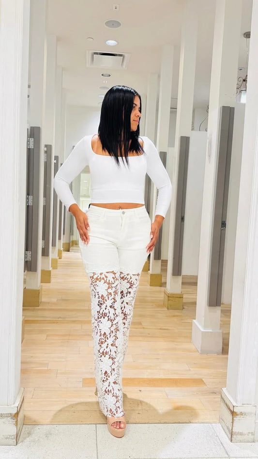 Luxe Floral Lace Stretch Pants