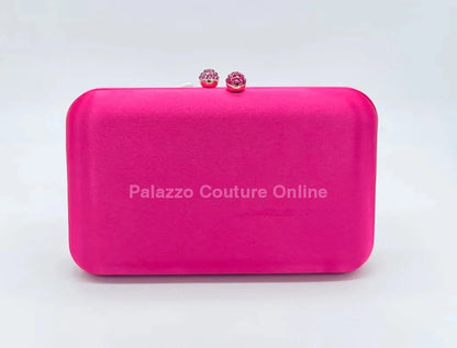 Luxe Silk Pink Evening Clutch with Rhinestone Detail
