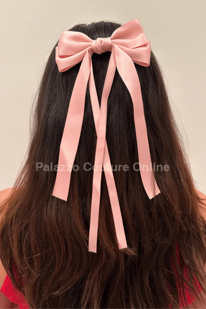 Luxury Double Ribbon Hair Bow  (Pink)