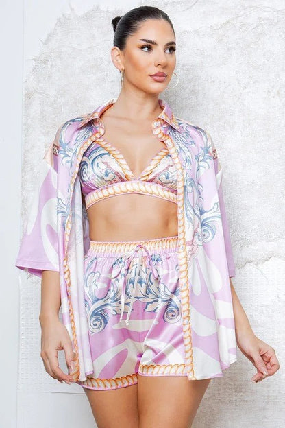 Majestic Mandala 3pc Short Set (Pink)