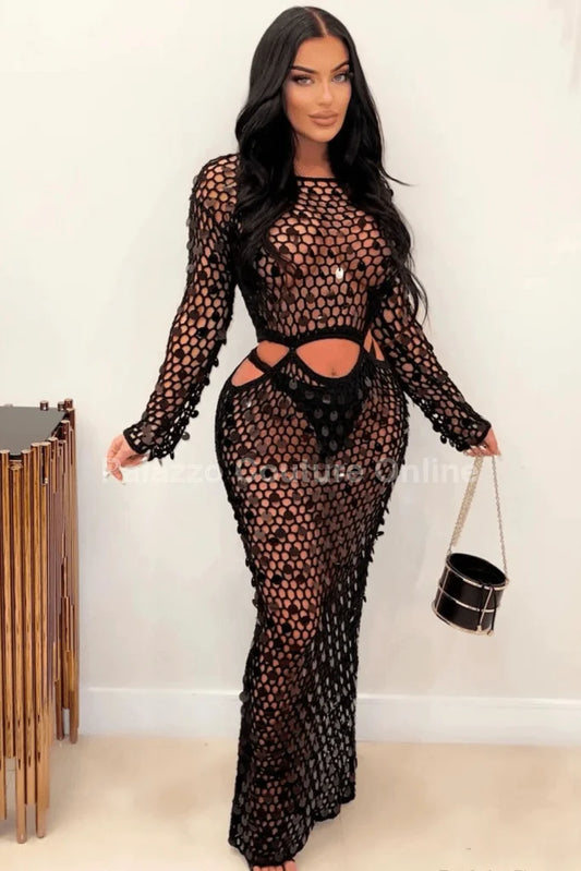 Make You Feel Cover Up Maxi Dress (Black)