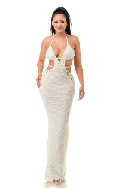Malibu Crochet Cover Up Maxi Dress (White)