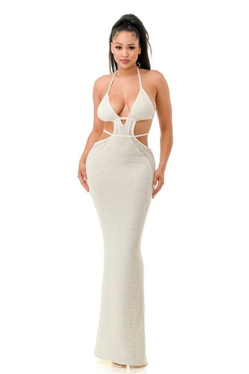 Malibu Crochet Cover Up Maxi Dress (White)