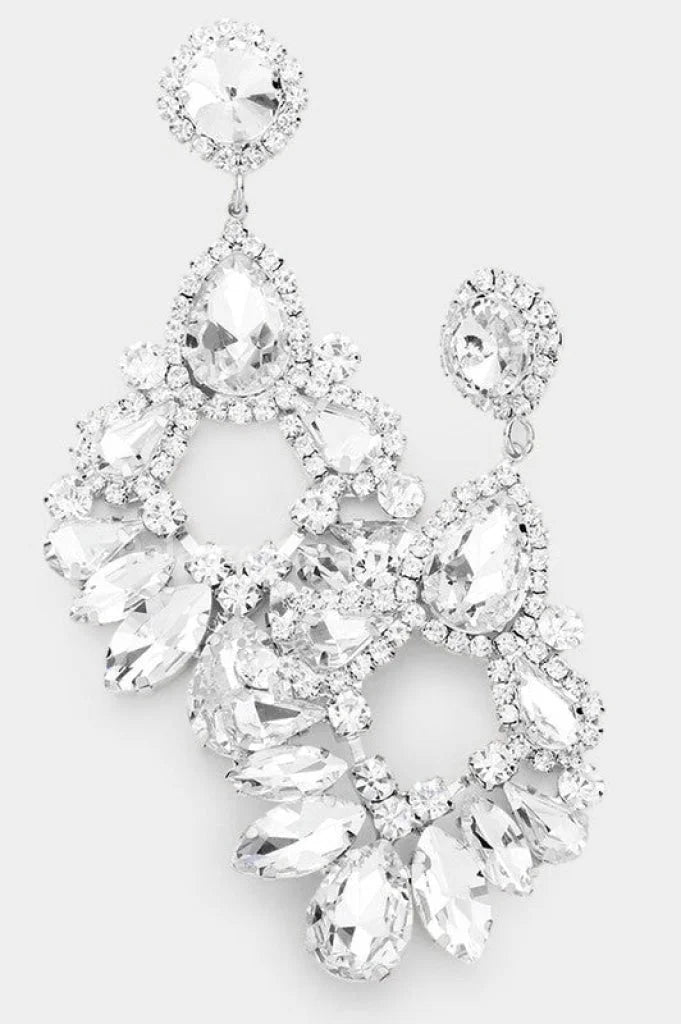 Marquise Crystal Drop Evening Earrings