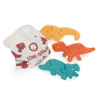 Mentari Wooden Dino-saws Interchangeable Puzzle Set & Bag