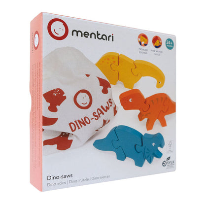 Mentari Wooden Dino-saws Interchangeable Puzzle Set & Bag