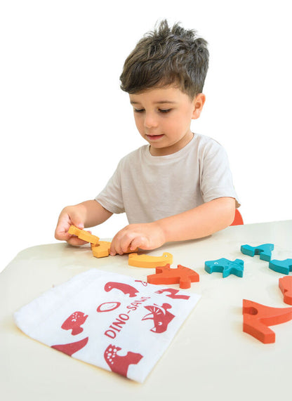 Mentari Wooden Dino-saws Interchangeable Puzzle Set & Bag